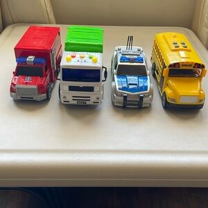 Kids Toy Vehicle Set - Red, Green, Blue, Yellow